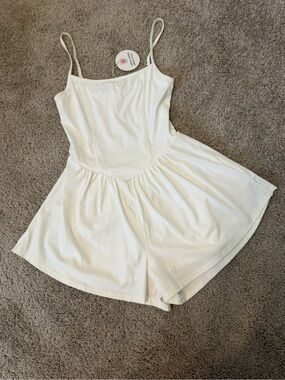 NWT-White Spaghetti Strap Romper, Small
